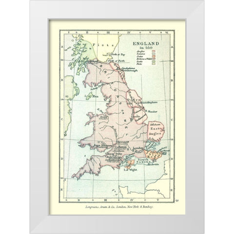 England in 550 - Gardiner 1902 White Modern Wood Framed Art Print by Gardiner