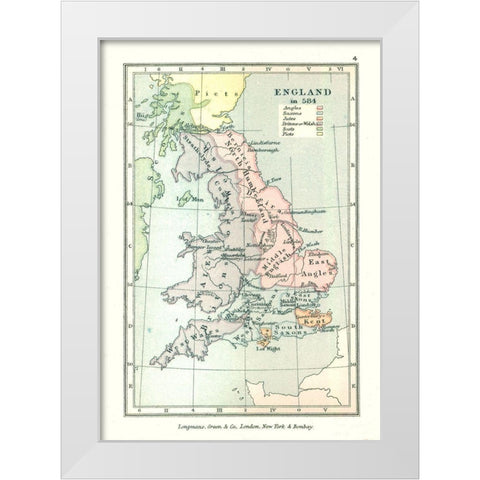 England in 584 - Gardiner 1902 White Modern Wood Framed Art Print by Gardiner