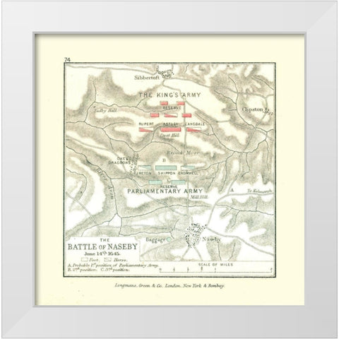 Battle of Naseby 1645 England - Gardiner 1902 White Modern Wood Framed Art Print by Gardiner