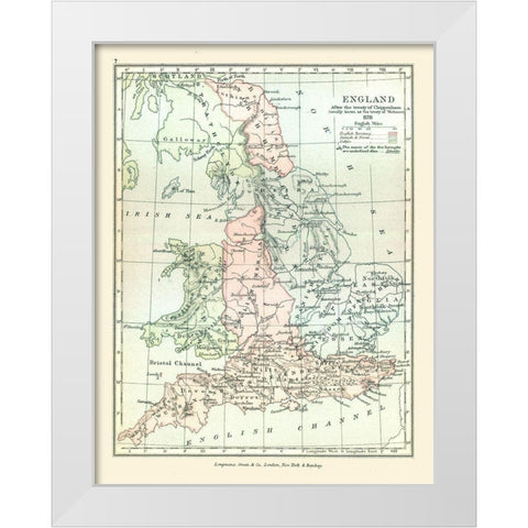 England in 878 - Gardiner 1902 White Modern Wood Framed Art Print by Gardiner