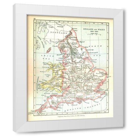 England Wales 1660 - Gardiner 1902 White Modern Wood Framed Art Print by Gardiner