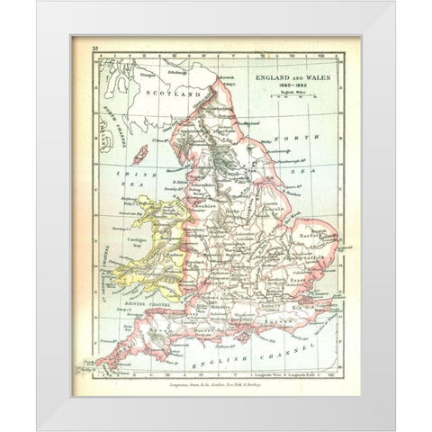 England Wales 1660 - Gardiner 1902 White Modern Wood Framed Art Print by Gardiner