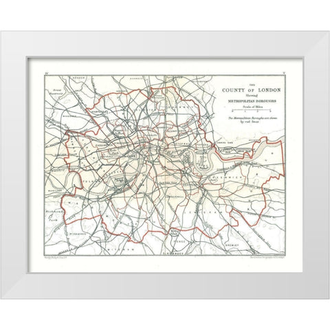 County of London England - Philip 1904 White Modern Wood Framed Art Print by Philip