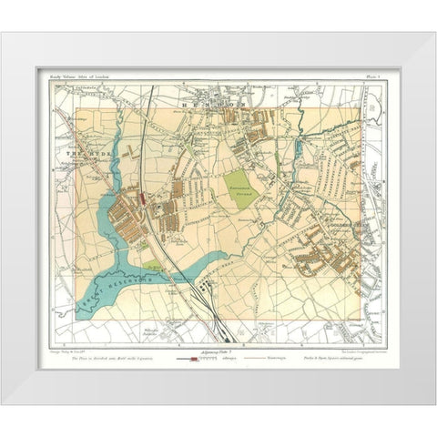 Hendon London England - Philip 1904 White Modern Wood Framed Art Print by Philip