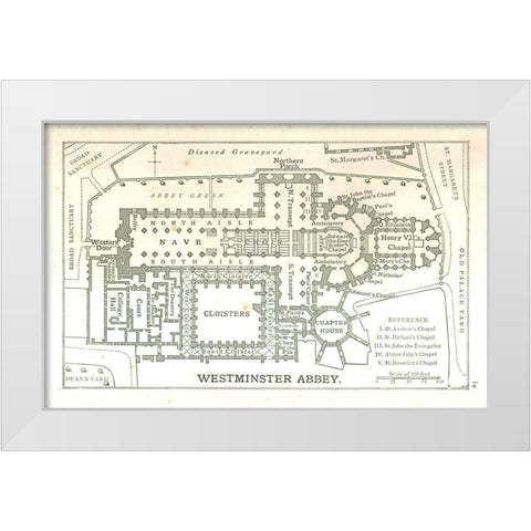 Westminster Abbey England - Philip 1904 White Modern Wood Framed Art Print by Philip