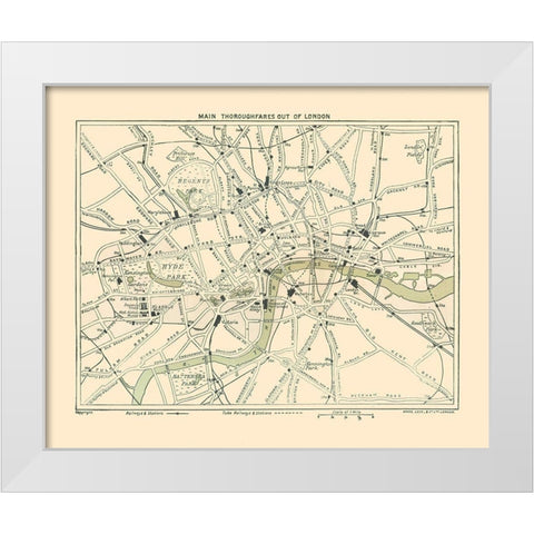 London Thoroughfares England - Ward 1913 White Modern Wood Framed Art Print by Ward