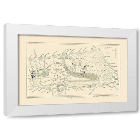 Hyde Park Kensington Gardens England - Ward 1913 White Modern Wood Framed Art Print by Ward