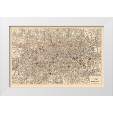 Literary Historical London England - Cook 1899 White Modern Wood Framed Art Print by Cook
