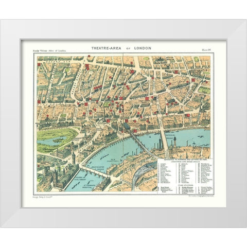 Theatre Area London England - Philip 1904 White Modern Wood Framed Art Print by Philip