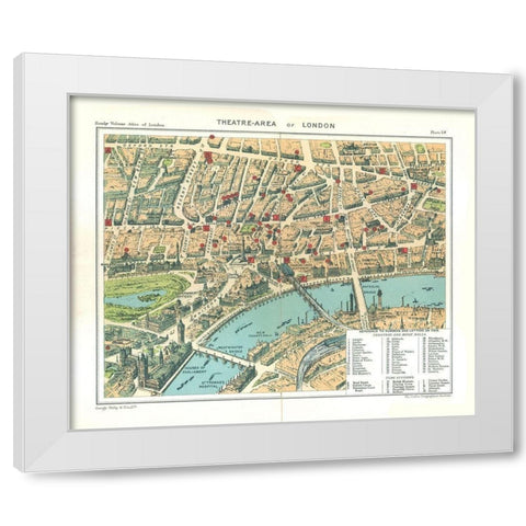 Theatre Area London England - Philip 1904 White Modern Wood Framed Art Print by Philip