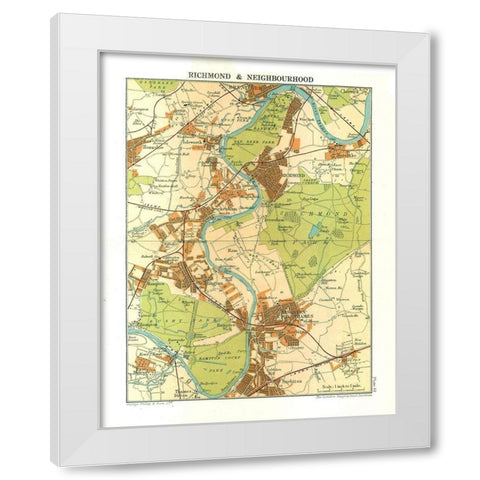 Richmond London England - Philip 1904 White Modern Wood Framed Art Print by Philip