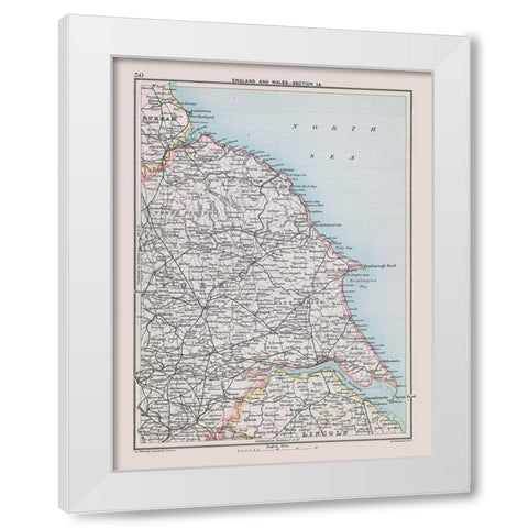 Northeast England - Bartholomew 1892 White Modern Wood Framed Art Print by Bartholomew