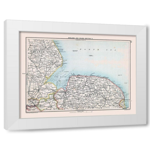 East Central England - Bartholomew 1892 White Modern Wood Framed Art Print by Bartholomew