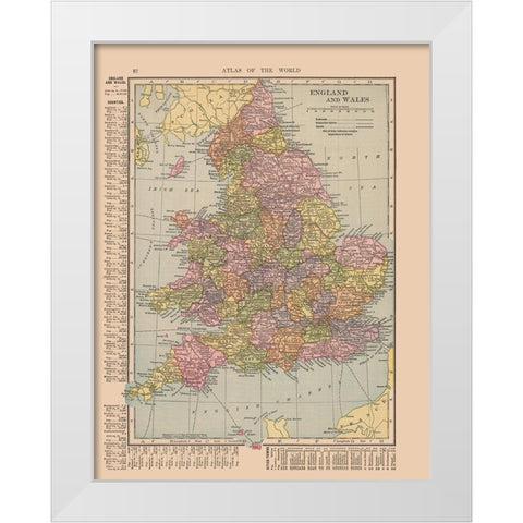 England Wales - Hammond 1910 White Modern Wood Framed Art Print by Hammond
