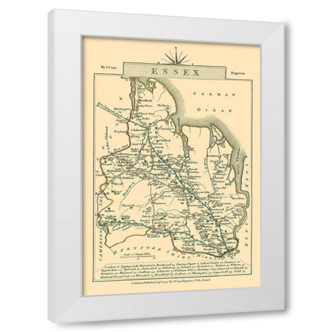 Great Britain Essex County England - Cary 1792 White Modern Wood Framed Art Print by Cary