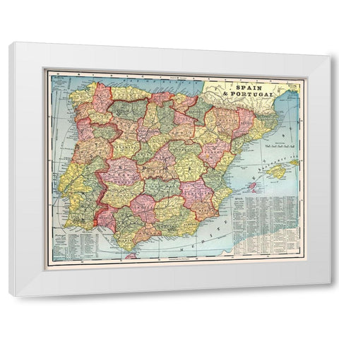 Iberian Peninsula Spain Portugal - Cram 1898 White Modern Wood Framed Art Print by Cram