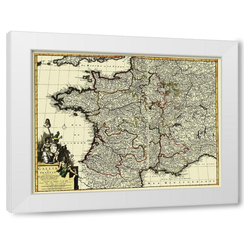 Western Part Europe with France - 1653 White Modern Wood Framed Art Print by Unknown