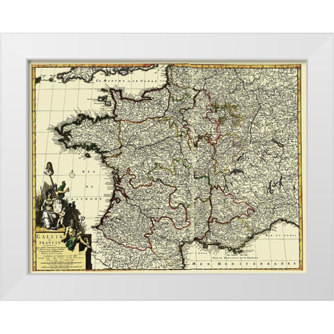 Western Part Europe with France - 1653 White Modern Wood Framed Art Print by Unknown