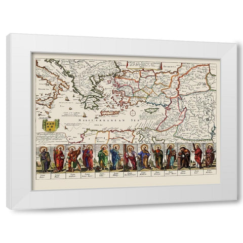 Mediterranean Apostles Travels Voyages Italy White Modern Wood Framed Art Print by Loivther