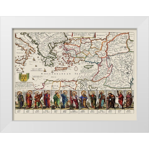 Mediterranean Apostles Travels Voyages Italy White Modern Wood Framed Art Print by Loivther