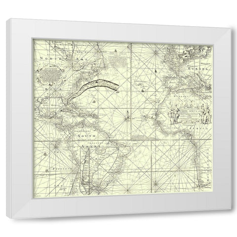 Europe Africa America - Wright 1768 White Modern Wood Framed Art Print by Wright