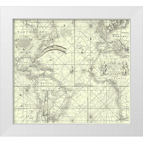 Europe Africa America - Wright 1768 White Modern Wood Framed Art Print by Wright