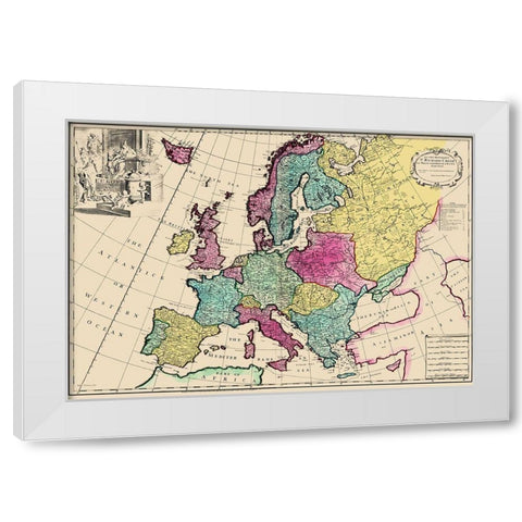 Ireland France Germany Hungary Spain - Senex 1740 White Modern Wood Framed Art Print by Senex