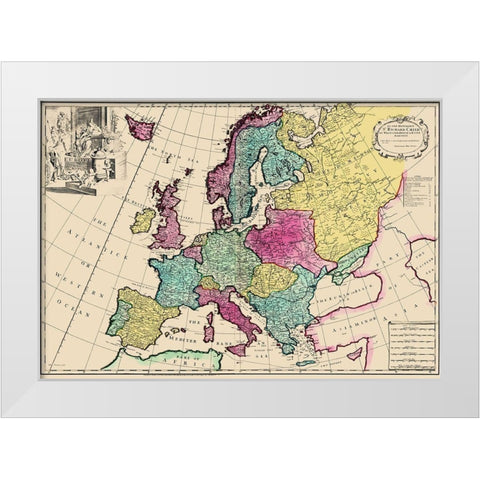Ireland France Germany Hungary Spain - Senex 1740 White Modern Wood Framed Art Print by Senex