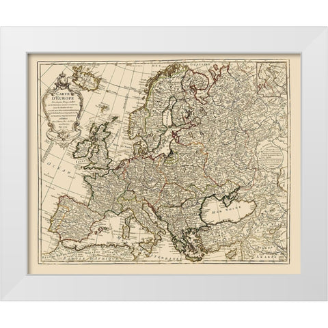 Europe - De Lisle 1731 White Modern Wood Framed Art Print by De L''isle