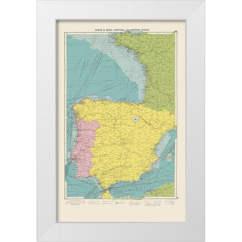 Western Ports France Spain Portugal - Hammond 1922 White Modern Wood Framed Art Print by Hammond