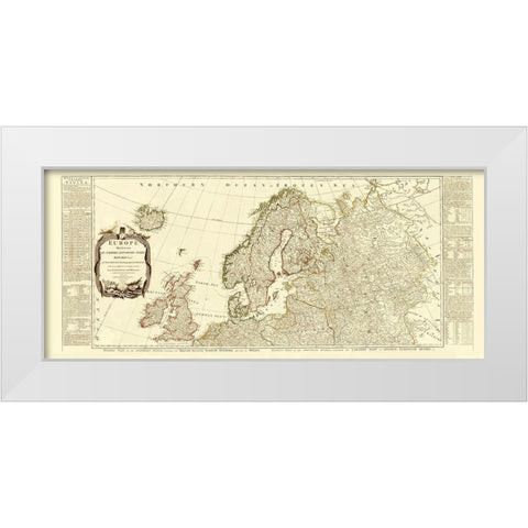 Northern Europe - Sayer 1787 White Modern Wood Framed Art Print by Sayer
