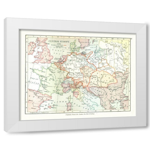 Central Europe 1789 - Gardiner 1902 White Modern Wood Framed Art Print by Gardiner