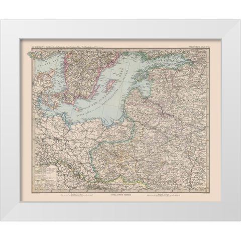 Europe Baltic Sea Surroundings - Stieler 1885 White Modern Wood Framed Art Print by Stieler