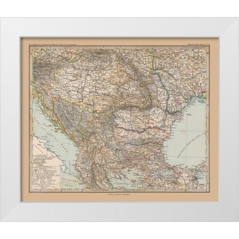 Southeast Europe - Stieler 1885 White Modern Wood Framed Art Print by Stieler