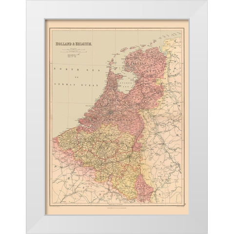 Holland Belgium Europe - Black 1867 White Modern Wood Framed Art Print by Black