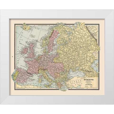 Europe - Cram 1888 White Modern Wood Framed Art Print by Cram