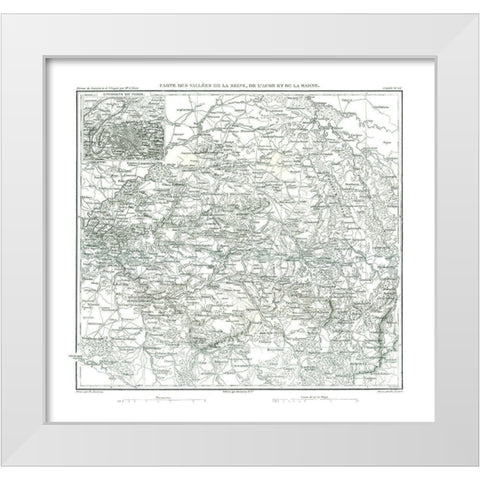 Europe Seine Aube Marne Valleys France White Modern Wood Framed Art Print by Thiers