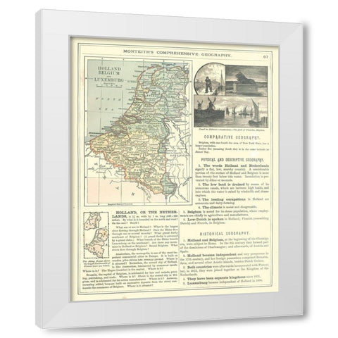 Europe Luxemburg Holland Belgium - Monteith 1882 White Modern Wood Framed Art Print by Monteith