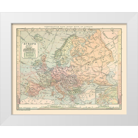 Europe Russia Turkey Spain - Monteith 1882 White Modern Wood Framed Art Print by Monteith