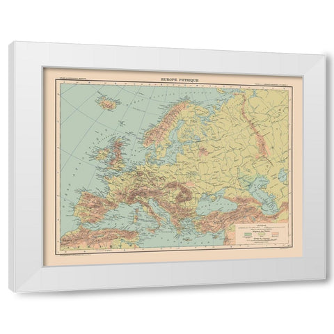 Physical Europe - Schrader 1908 White Modern Wood Framed Art Print by Schrader