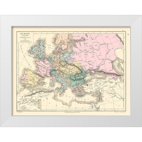 Europe 1815 to 1866 - Drioux 1882 White Modern Wood Framed Art Print by Drioux