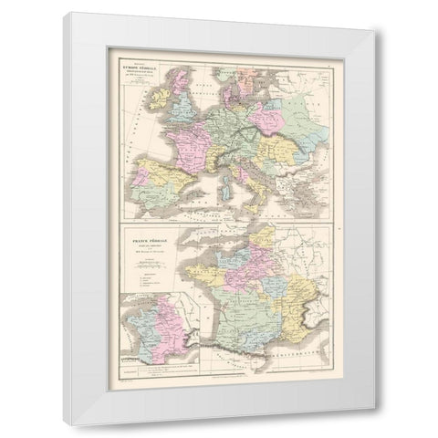 Feudal Europe 888 to 1095 Before Crusades White Modern Wood Framed Art Print by Drioux