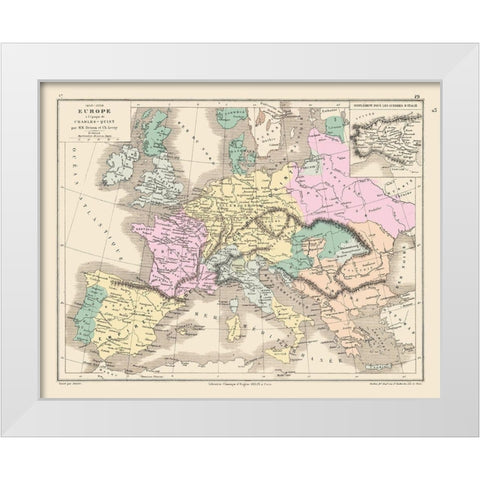 Europe 1453 to 1558 - Drioux 1882 White Modern Wood Framed Art Print by Drioux