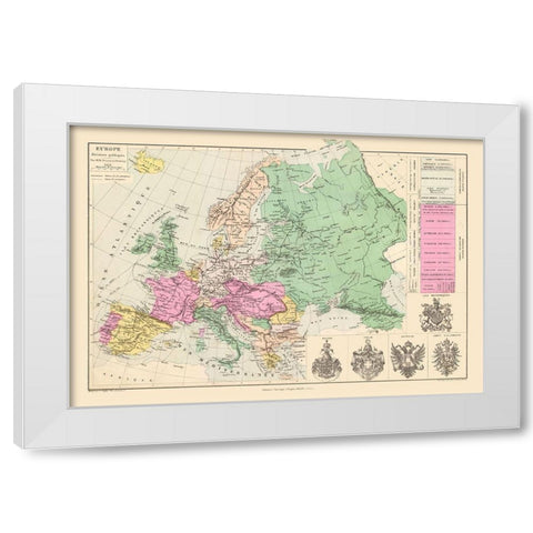 Europe Political Divisions - Drioux 1882 White Modern Wood Framed Art Print by Drioux