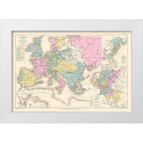 Europe 1715 to 1789 - Drioux 1882 White Modern Wood Framed Art Print by Drioux
