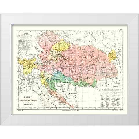 Europe Austria Hungary - Cortambert 1880 White Modern Wood Framed Art Print by Cortambert