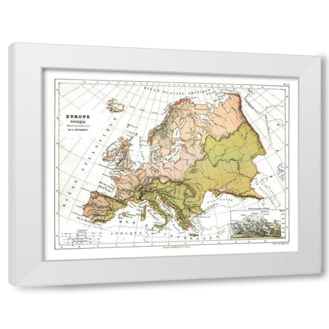 Physical Europe - Cortambert 1880 White Modern Wood Framed Art Print by Cortambert