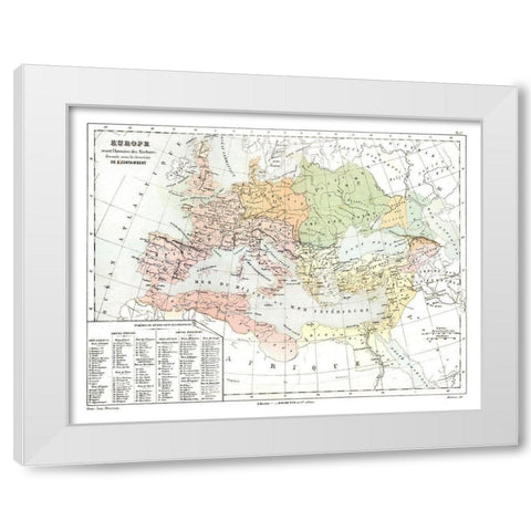 Europe Barbarian Invasions II - Cortambert 1880 White Modern Wood Framed Art Print by Cortambert