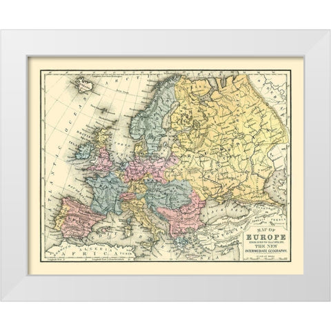 Europe - Mitchell 1869 White Modern Wood Framed Art Print by Mitchell