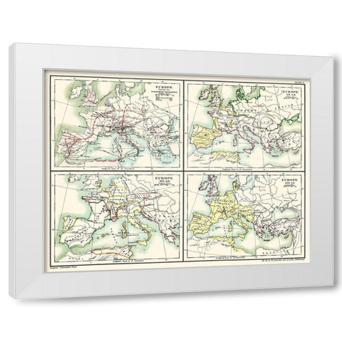 Europe Barbarian Migrations 451 AD-500 AD White Modern Wood Framed Art Print by Poole